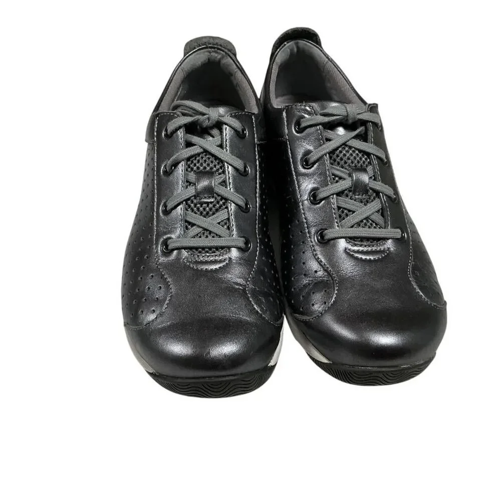 Dansko Sneakers Womens 9 40 Gray Leather Lace Up Walking Comfort Shoes